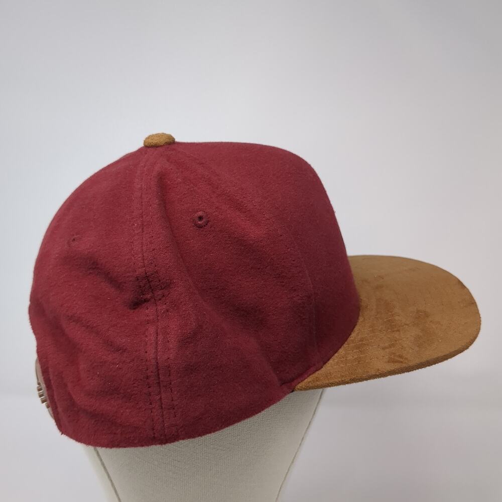 Volcom Snapback Hat Red One Size Colorblock Leath… - image 5